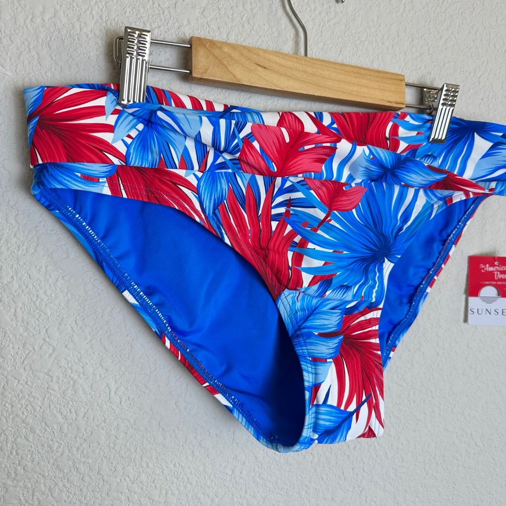 Sunsets American Dream Unforgettable Bikini Bottom XL Red White Blue Tropical - Picture 2 of 7
